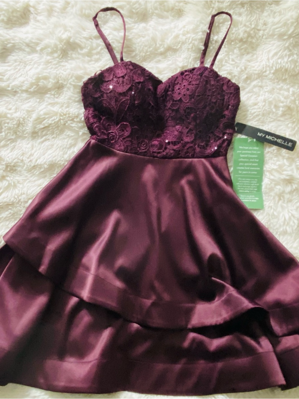My Michelle Plum Lace Bodice Mini Dress
